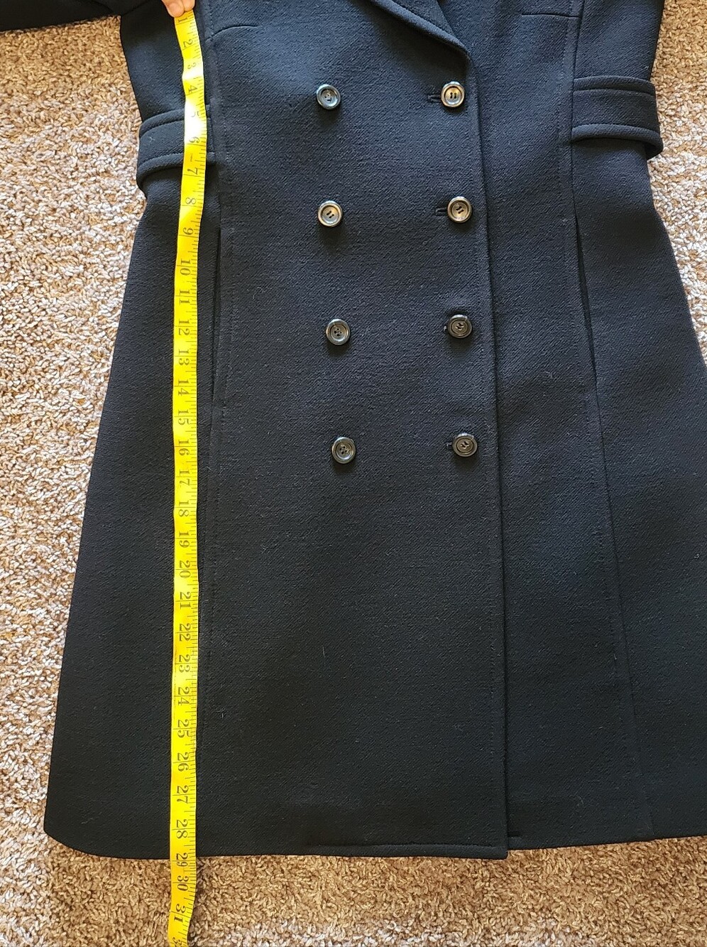 J.Crew Black Wool Double Breasted Trench Coat Peacoat Jacket Sz 6 - Picture 8 of 11